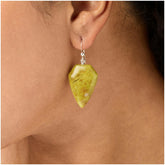 Jay King Green Opal Freeform Sterling Silver Drop Earrings 1-3/4"